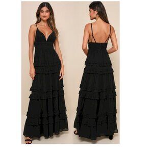 Lulu's Black Tiered Ruffle Maxi Dress